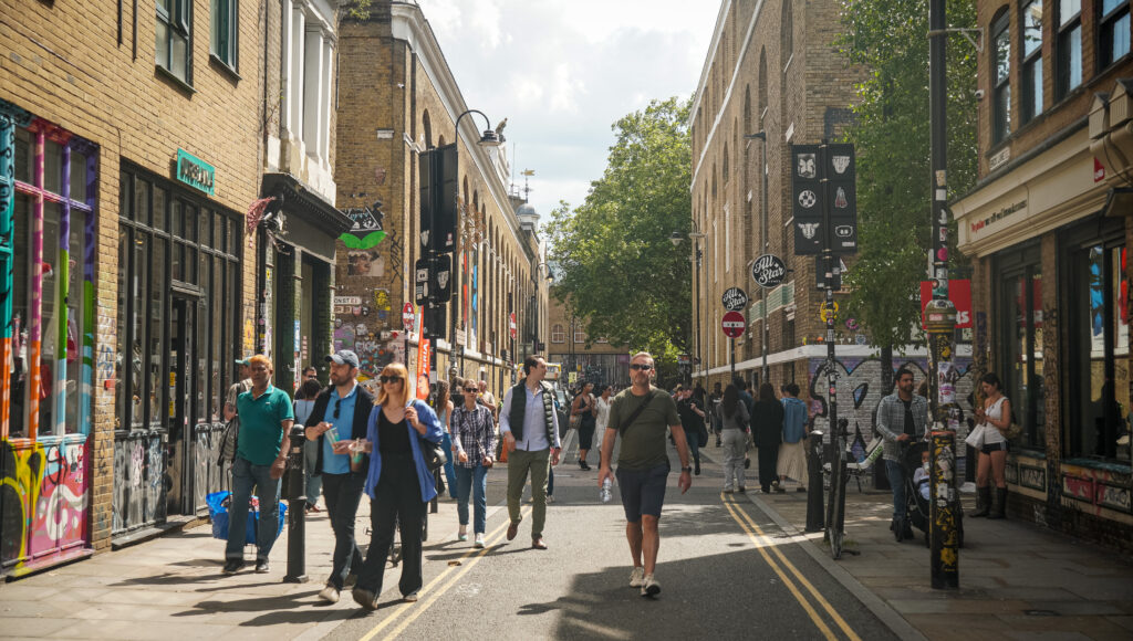 People strolling on Brick Lane
