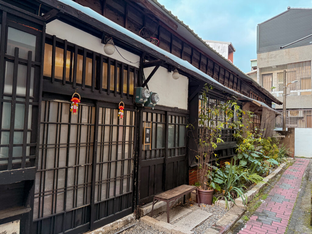 Traditional Japanese-era wooden house architecture at Wei Wu Tea Room 衛屋茶室 in Tainan